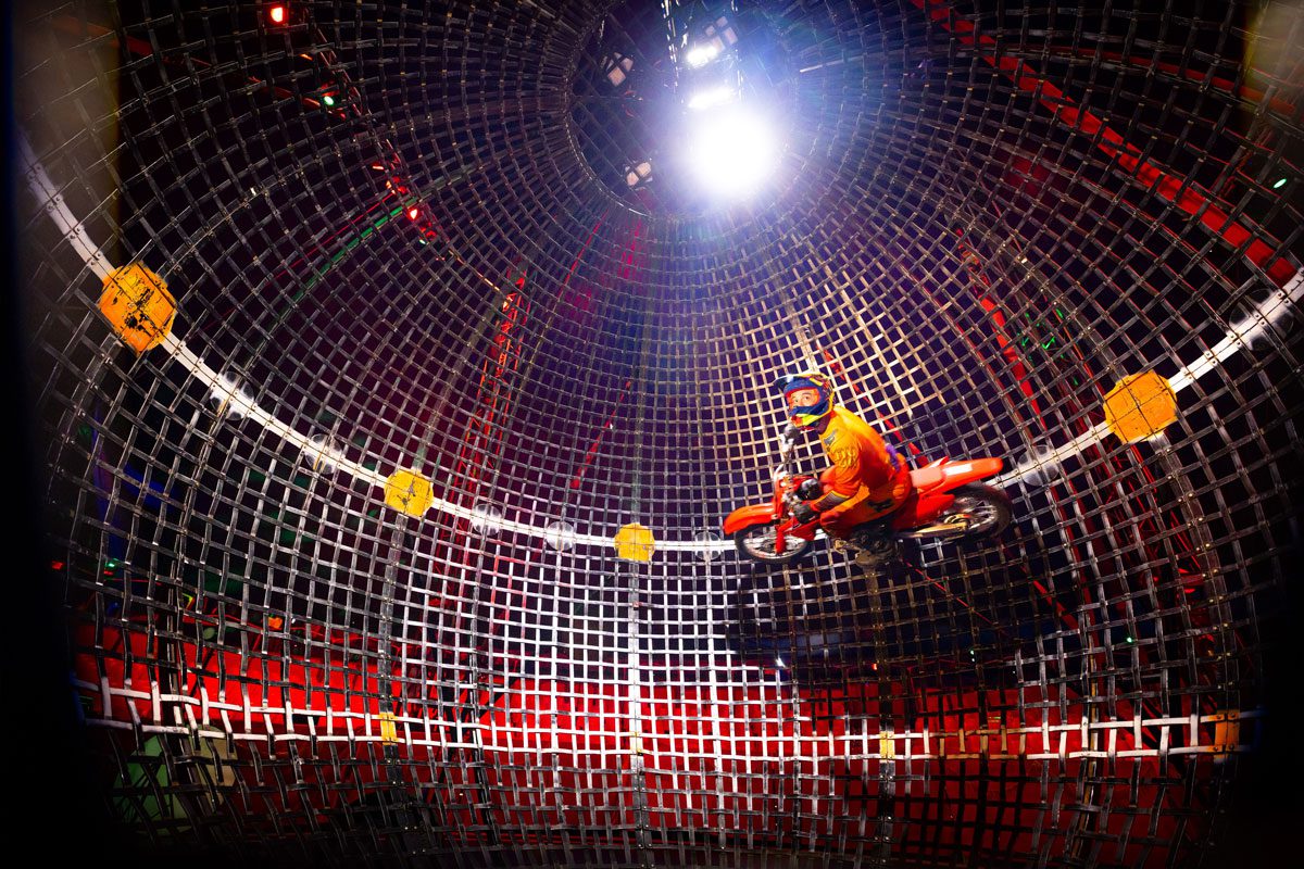 Do Portugal Circus Motorcyclists in the Globe of Death